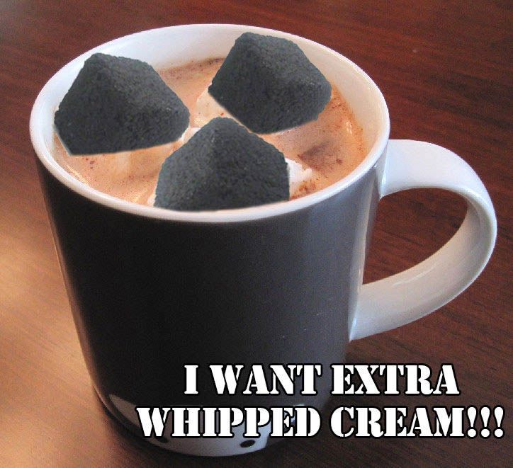 coconut coal in hot chocolate