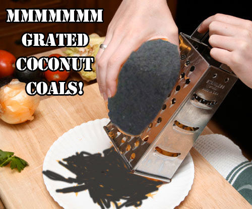 grating coconut coals